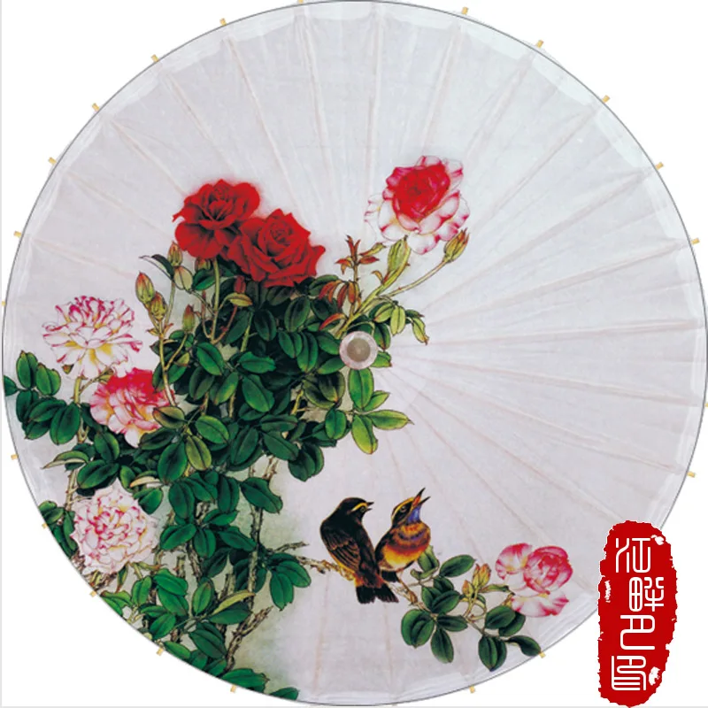 

JPY Pink Peony Flower Craft Oil Paper Umbrella Classical Tradition Ancient Dance Wedding Cosplay Parasol Special Gifts