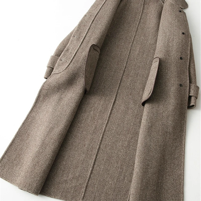 Зима 900% осень шерстяное пальто Женская длинная кашемировая куртка женское