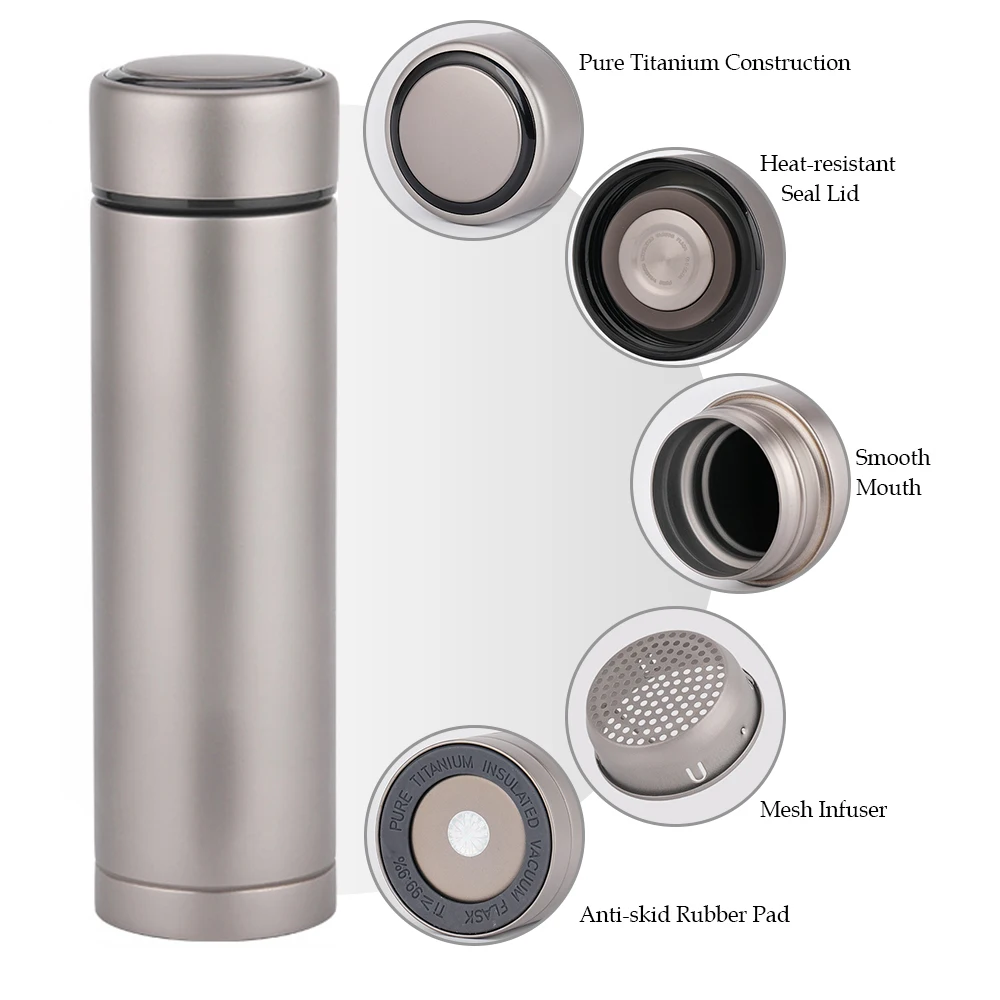 Титановая герметичная бутылка для воды с двойными стенками 500 мл|Столовые