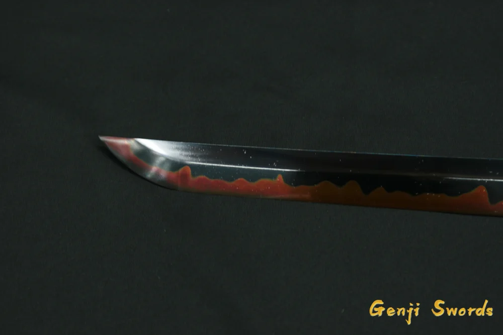 Handmade Shusui One Piece Sword Roronoa Zoro Katana Black T10 Steel Clay-Tempered Red Hamon