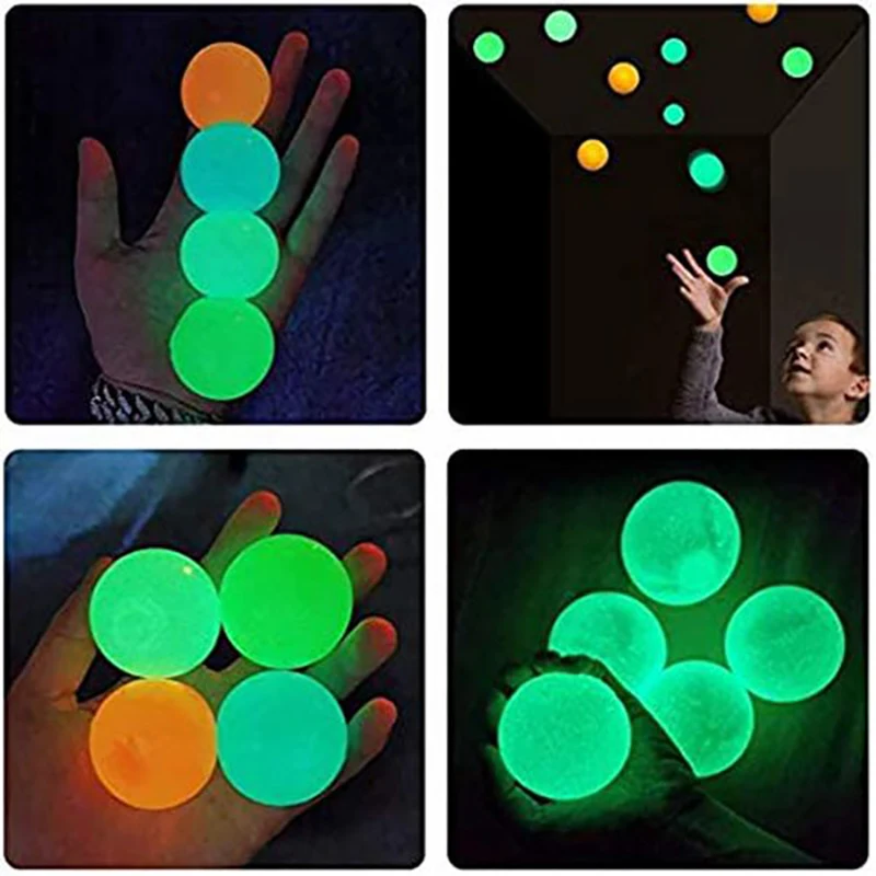 

4PCS Globbles Sticky Balls That Gets Stuck on the Roof, Sticky Balls for Ceiling Glow in the Dark Wall Balls Sticky