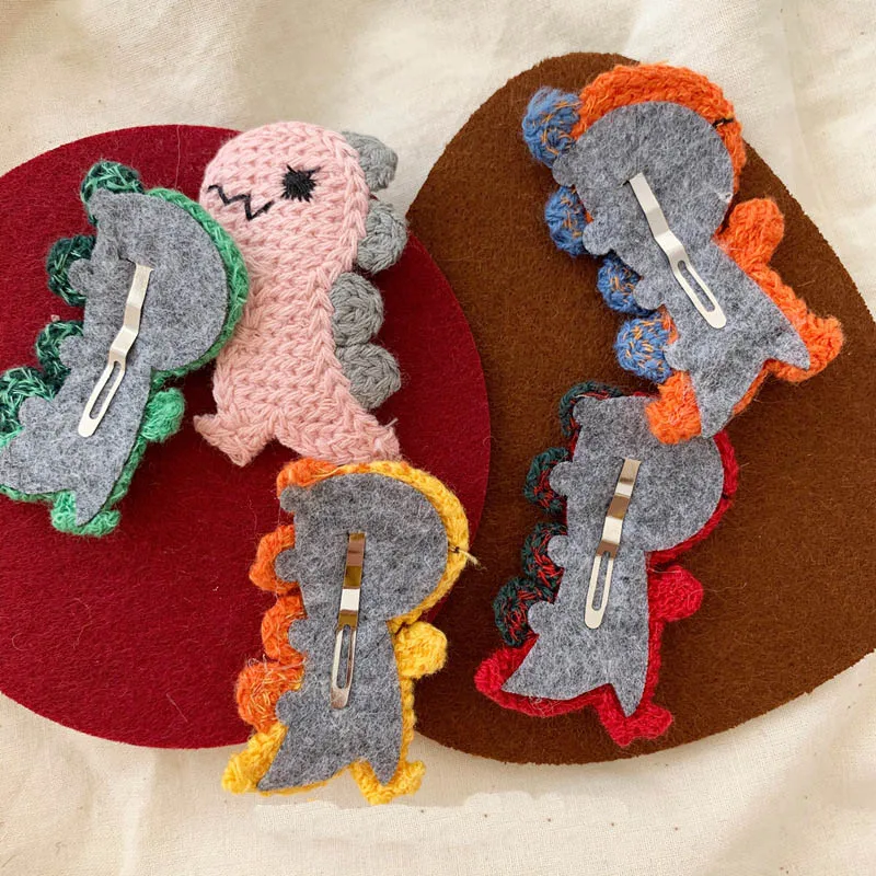 Милый мультяшный зажим для волос симпатичный тканевый маленький динозавр