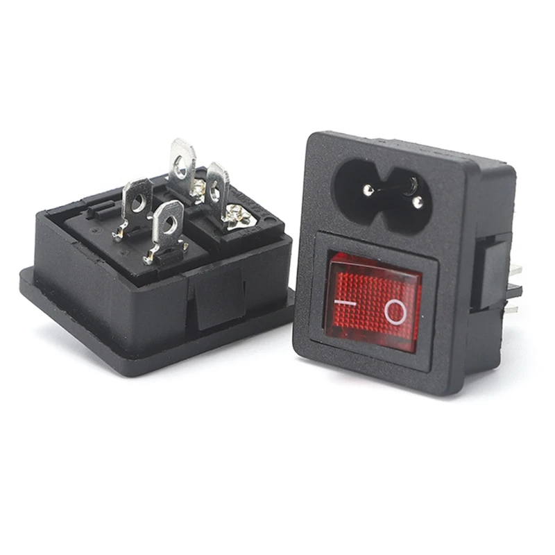 10 шт. IEC320 C8 Мощность шнур входной разъем сосуд ВКЛ ВЫКЛ светильник Кулисный