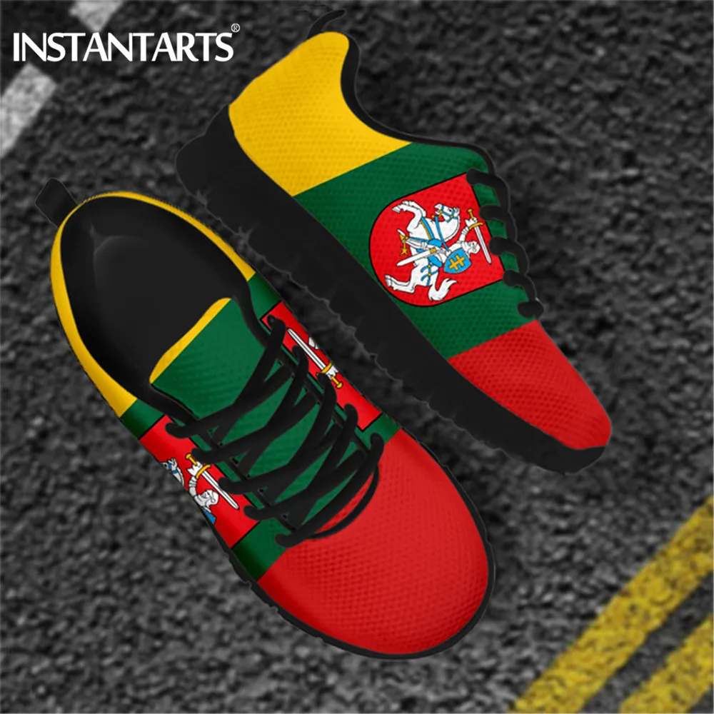 

INSTANTARTS Lithuania Flag Design Sneakers for Men Lightweight Mesh Flats Shoes Breathable Lace Up Footwear Zapatillas Hombre