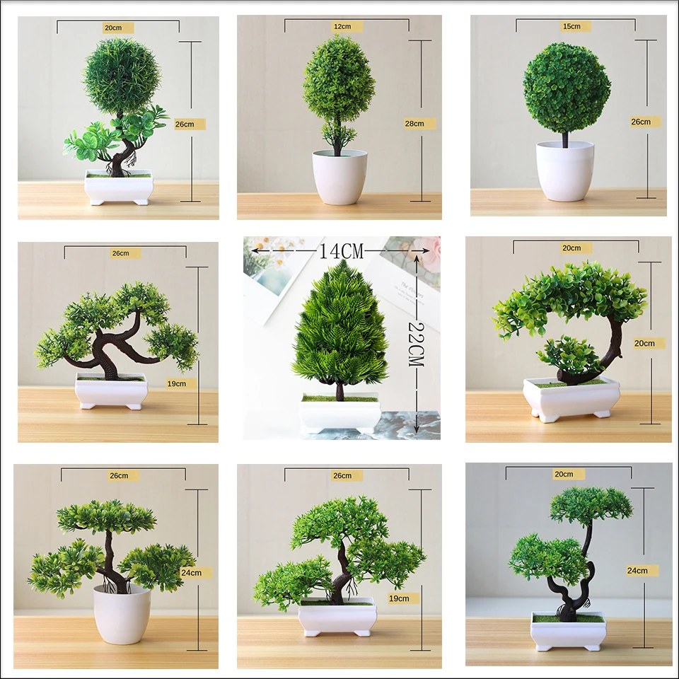 

1PCS With flowerpot artificial plants green bonsai Artificial Plants small tree art home/garden plastic plants potted greenry