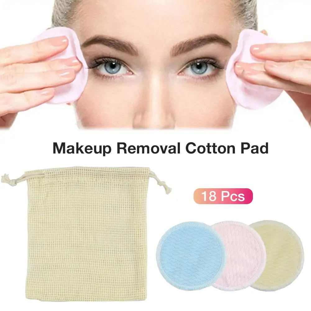 18 шт. многоразовые салфетки для снятия макияжа с мешком стирки | Красота и