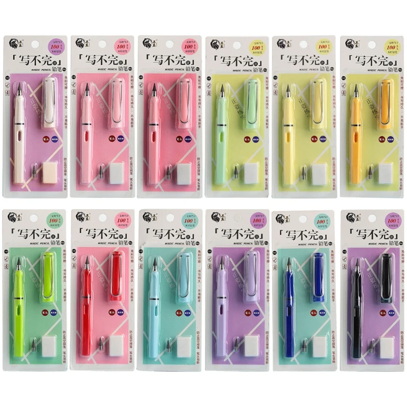 Portable Inkless Pencil Set Replacable Refillable Pen Screw Interface Design Detachable Nib with Eraser N2UA | Канцтовары для офиса
