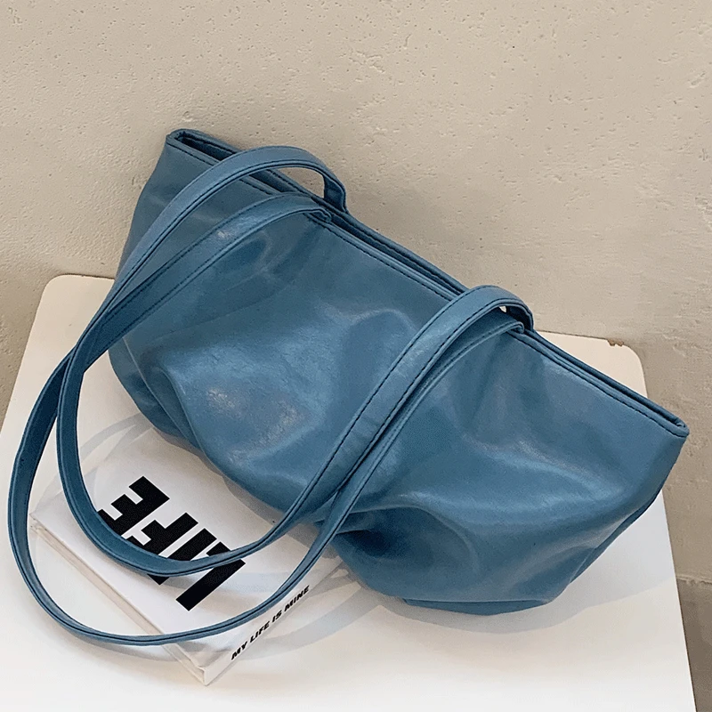 

Women Leather Handbags High Quality Brand Designer Blue Casual Tote Bag Female Sac A Main Lady Shoulder Bags New Hobos Bag Bolsa