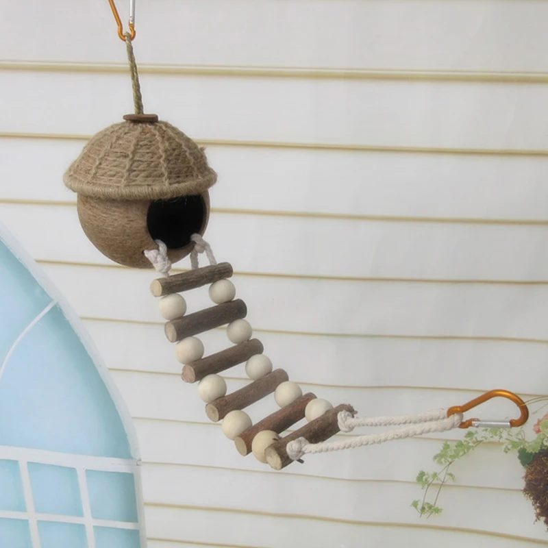 

Natural Coconut Shell Bird Nest House Hut Cage Feeder Breeding Nest Pet Parrot Toy Pet Supplies