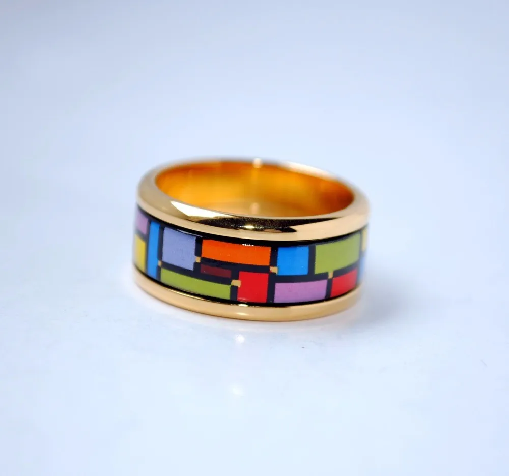 Cloisonne enamel circular fashion jewelry plated gold rings008