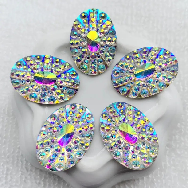 Круглые и капли воды и овальные ювелирные изделия Bling Crystal AB смолы Стразы Flatback Камень Кабошон DIY Свадебные украшения Одежда ремесла