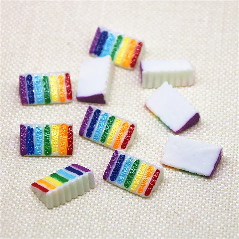 Rainbow cake 10PCS Resin Flatback Cabochon Miniature Food Art Supply Decoration Charm Craft 14x21mm | Дом и сад
