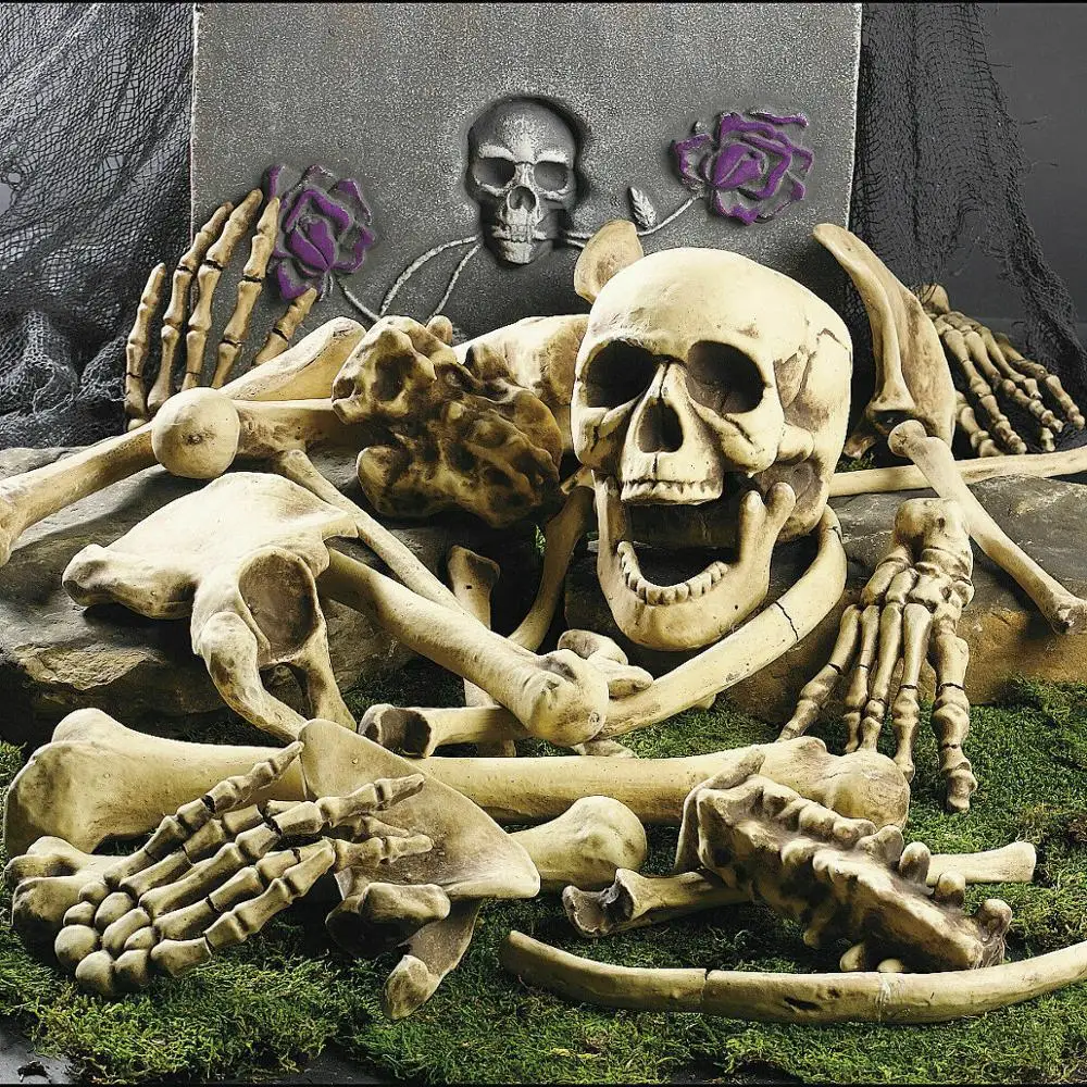 

Halloween Skeleton Bones 28 pieces Halloween Prop Skeleton Skull Haunted House Horror prop Party Decorations Tricky Bones Skull