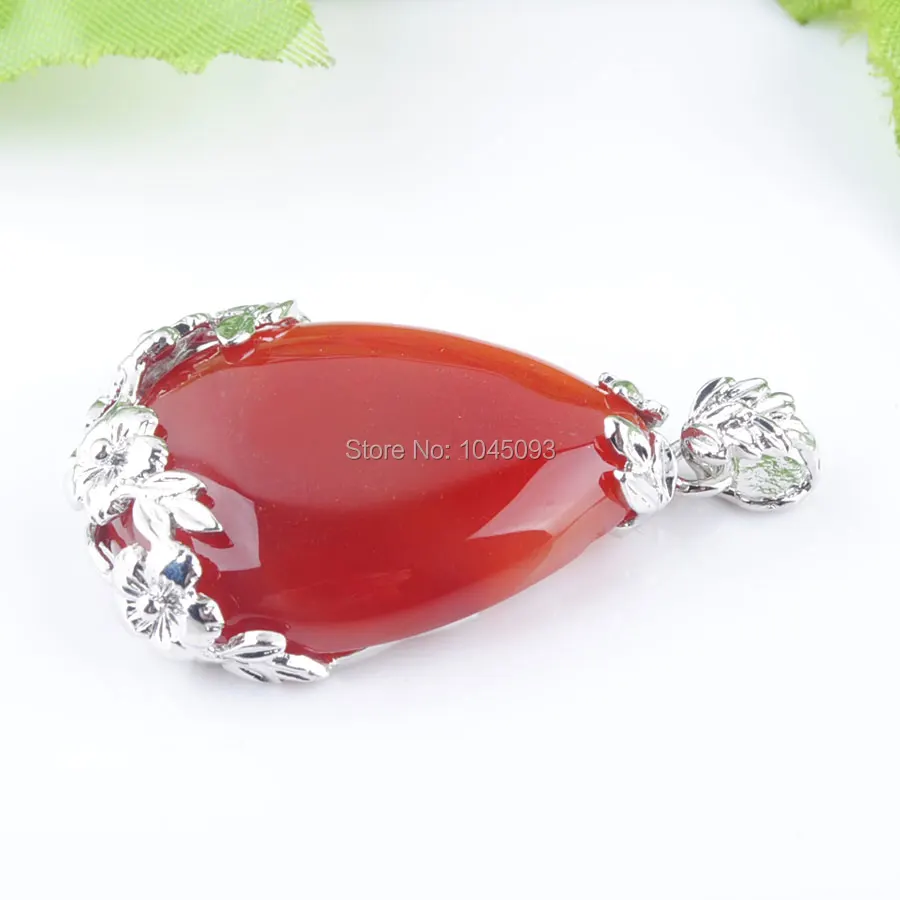YOWOST Natural Deep Red Agates Gem Stone Teardrop Silver Plated Reiki Chakra Pendant Bead 1PCS QN3468 | Украшения и аксессуары
