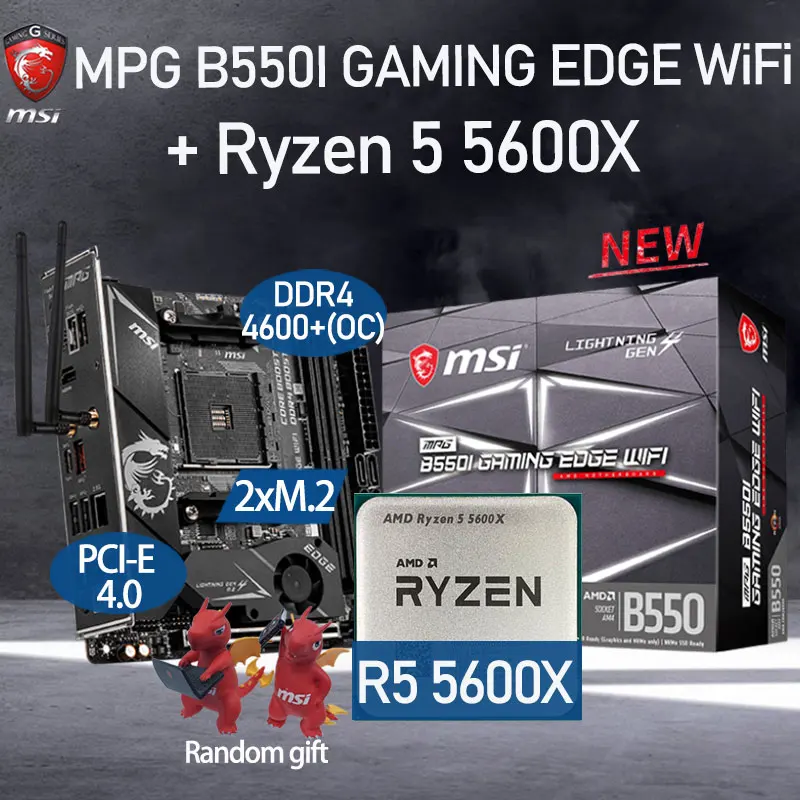 

MSI MPG B550I GAMING EDGE WIFI Motherboard Set + AMD Kit Ryzen 5 5600X Combo DDR4 64GB M.2 B550 Placa-mãe AM4 Mini-ITX AMD B550