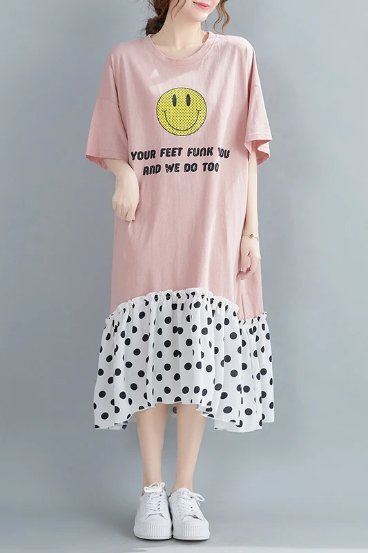 

COIGARSAM Brief Patchwork Women dress Summer Loose Dresses Black Pink 880
