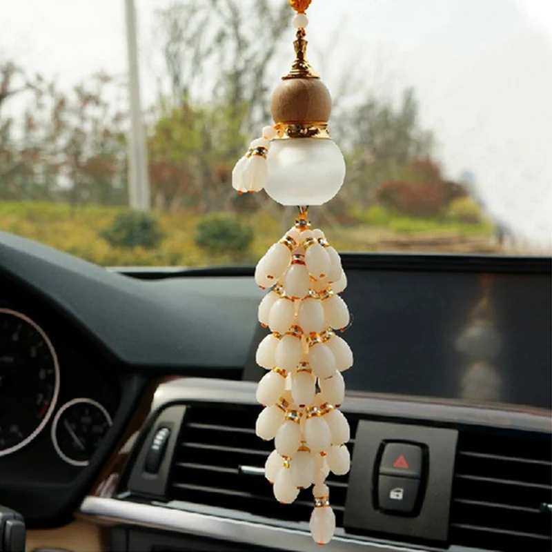 

Car Gourd Perfume Pendant Crystal Gourd Car Rearview Mirror Pendant Lucky Safety Hanging Ornament Decor Accessories