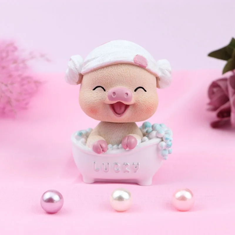 

Creative Shaking Lucky Cat Cartoon Poor Box Cat Pig Model Small Statue Car Figurine Crafts Garden Figure Ornament DIY Miniatures