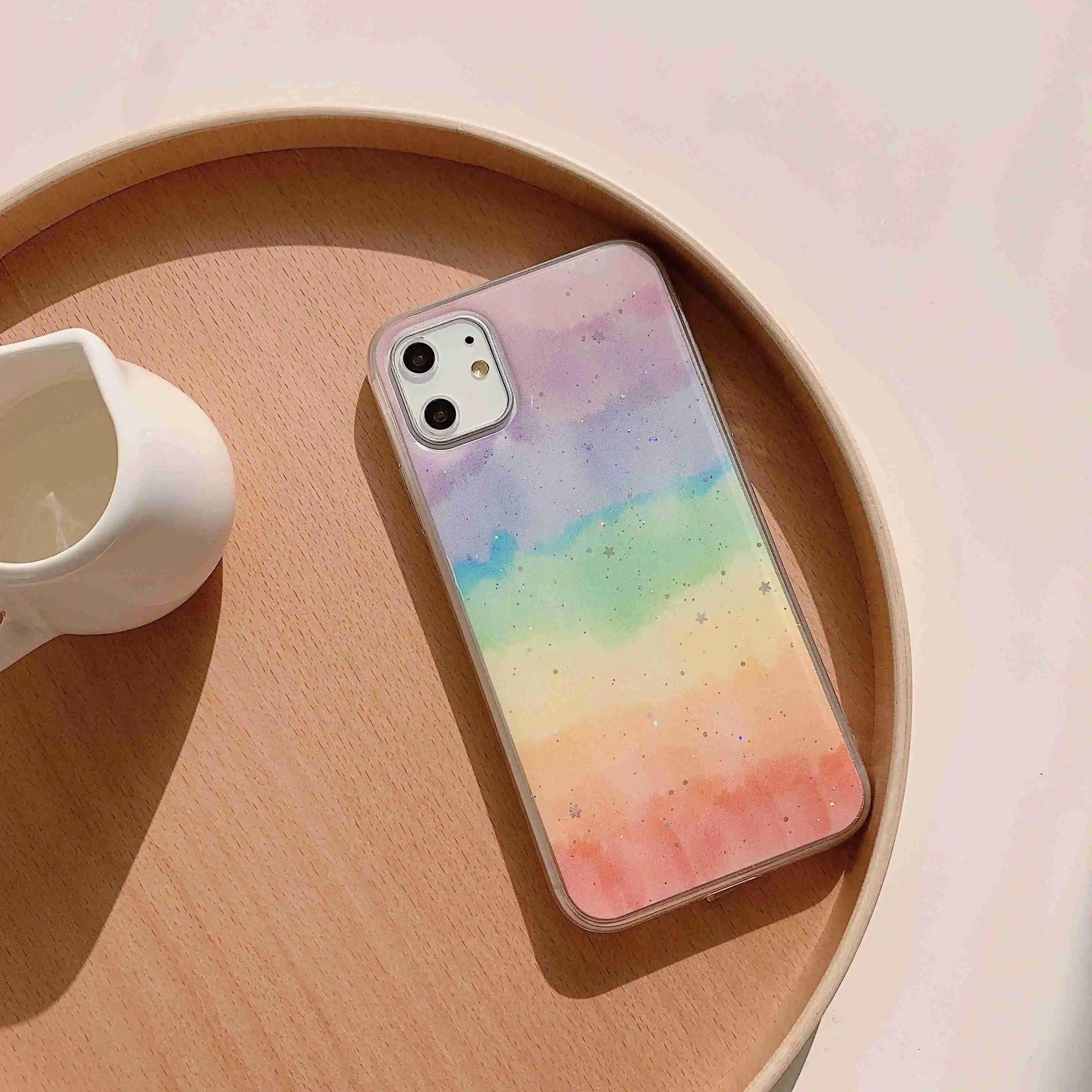 Чехол для Vivo Y97 V11i Z3 Z3i V11 Pro v15 IQOO Neo Y17 2019 Z5x Y67 Y75 Y79 Ranbow окрашенный Блестящий задний