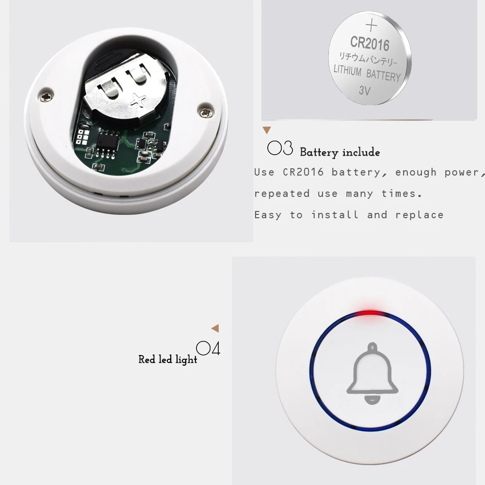

2pcs Newest LED Wireless Chime Door Bell Gate Alarm Doorbell & Emergency doorbell & Welcome Doorbell 433MHz