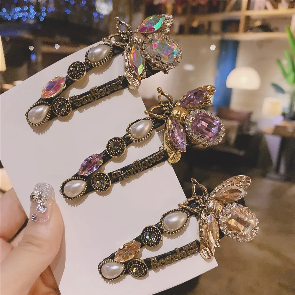 

Elegant Retro Baroque Bee Hairpins Female Handmade Crystal Rhinestone Hair Clips Jewelry Fashion Hair Accessories for Women