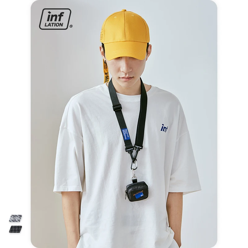 Мужские кошельки для монет INFLATION квадратная ручная мини-сумка в клетку черные