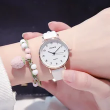Women Fashion White Watch Quartz Leather Ladies Wristwatches  Brand Simple Number Dial Woman Clock Montre Femme