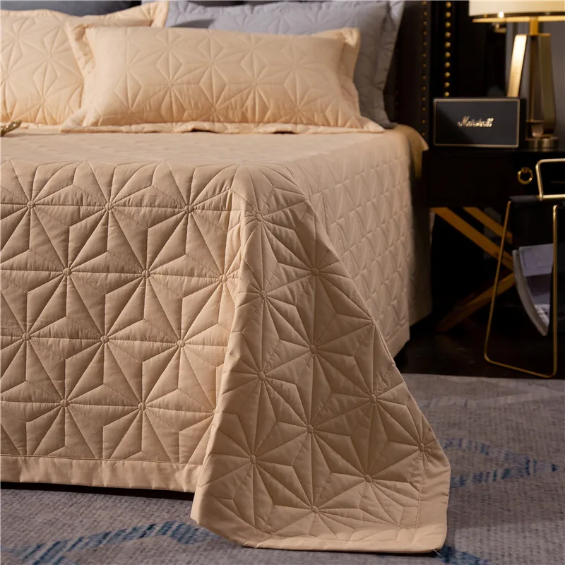 New 1pc 245x245cm and 245x265cm gray white cotton Bedspread and 2pcs pillowcase blanket Duvet Quilt bed cover