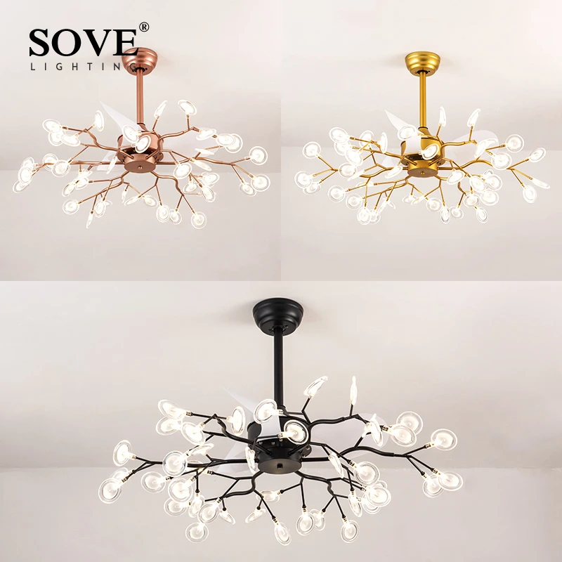 Современная светодиодный Люстра-Светлячок вентилятор светильник ПА в виде