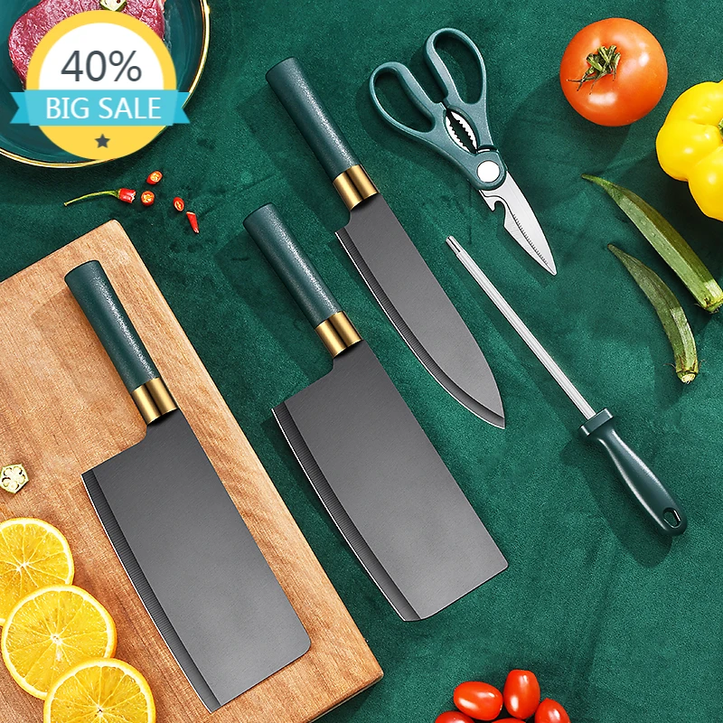 

Набор кухонных ножей из нержавеющей стали 60AA01, профессиональный нож для нарезки фруктов и мяса с держателем, домашняя утварь
