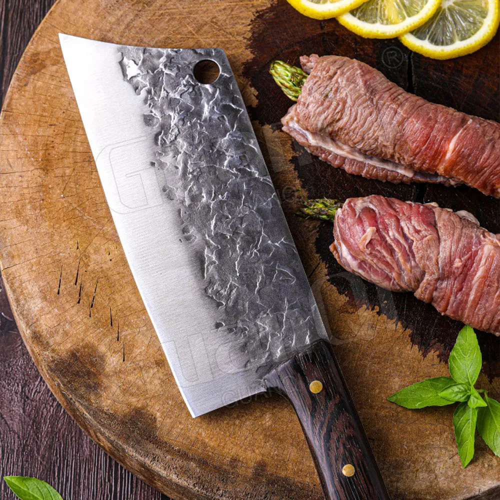 Кованый кухонный нож из нержавеющей стали острый клинок ручной работы для