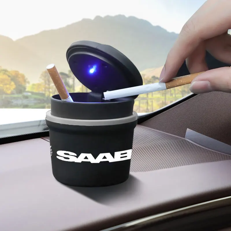 

1Pcs New Car Ashtray LED Light Ash Tray Portable Smokeless Flame Retardant Cigarette Box For SAAB 9000 900 9-3 9-5 93 9-7 600 99