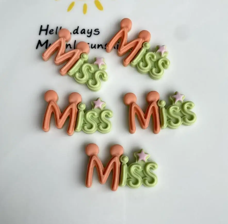 

Resin Letters MISS Flatback Fit Phone Decor Parts DIY Scrapbook Hair Accessories Decoration Craft