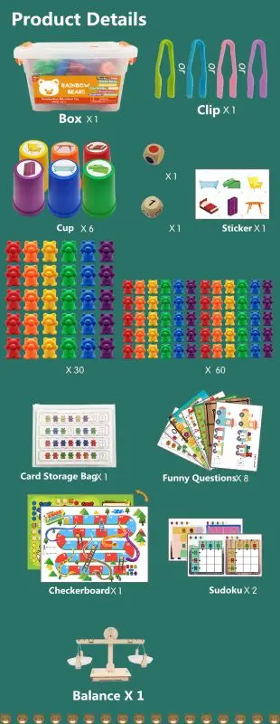 

Perfect Counting Bears With Stacking Cups Set - Montessori Rainbow Matching Game, Educational Color Sorting Toys For Tod