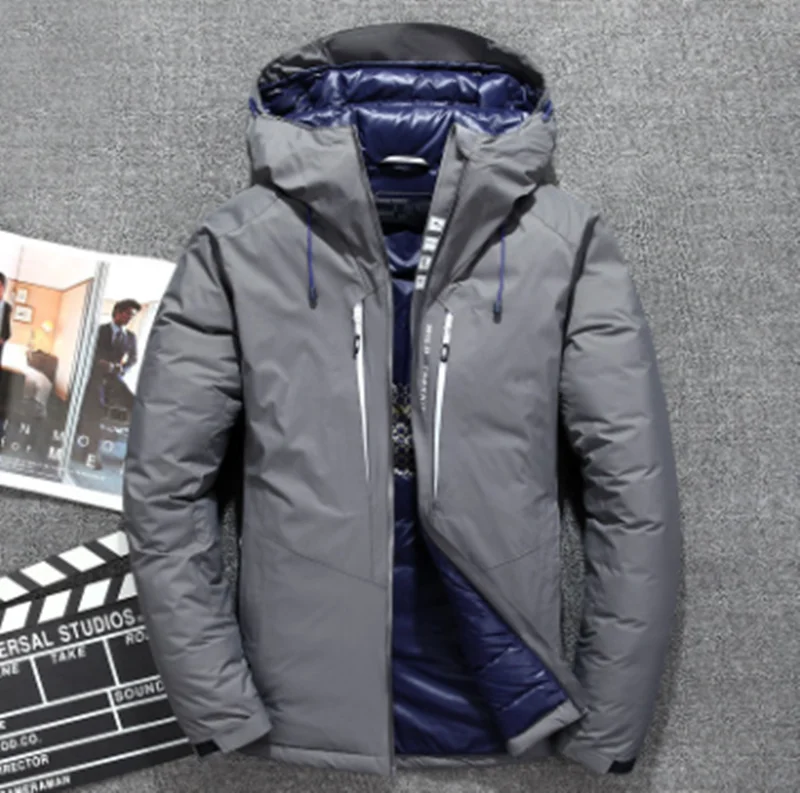 Брендовая зимняя мужская пуховая куртка Толстая теплая одежда 80% белого утиного