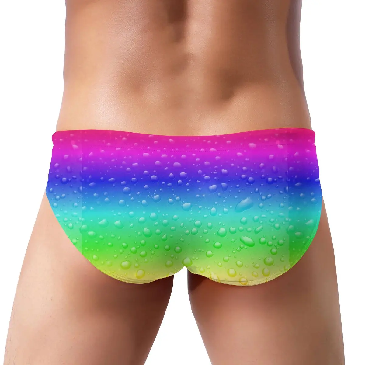 

Men's Triangular Swimwear Low Waist Briefs Sexy Patchwork Mens Bikini Rainbow Tie-dye Swim Pool Trunks