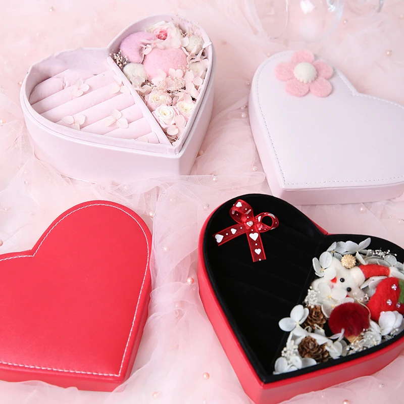 Маленькая кожаная коробка в форме сердца украшение для ювелирных изделий