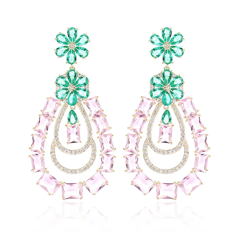 Серьги подвески женские розовые в форме капли 67 мм|Серьги-подвески| |