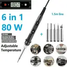 Паяльник Электрический с регулировкой температуры, набор с цифровым ЖК-дисплеем и наконечниками, 80 Вт