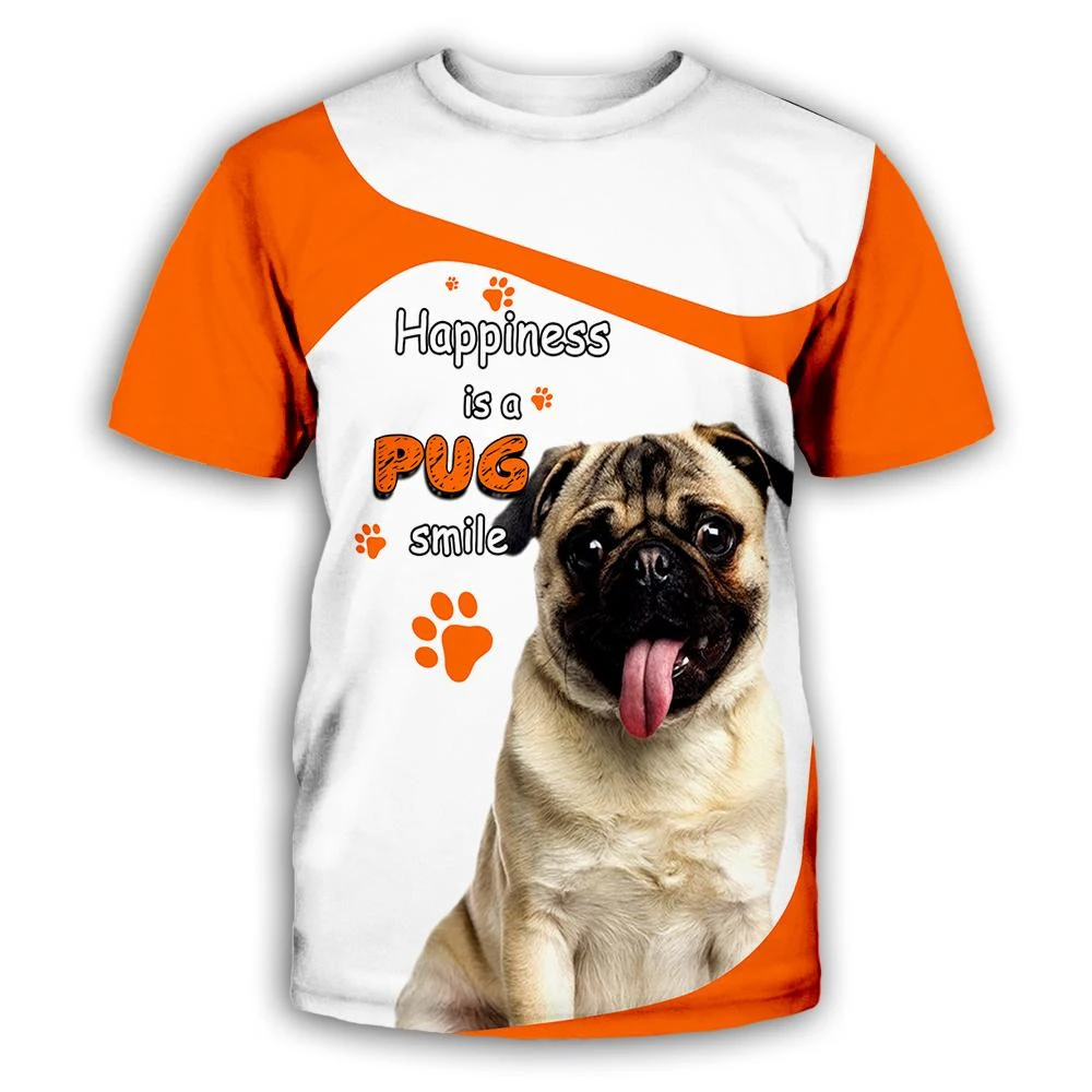 CLOOCL-camisetas con estampado 3D de Pug Smile para hombre y mujer, ropa de calle Unisex con estampado de pata de letra, perro, mascotas, Harajuku