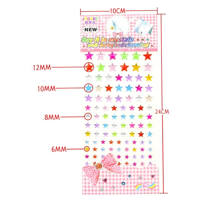 Квадратные круглые пятиконечные наклейки со стразами акриловая смола Алмазная