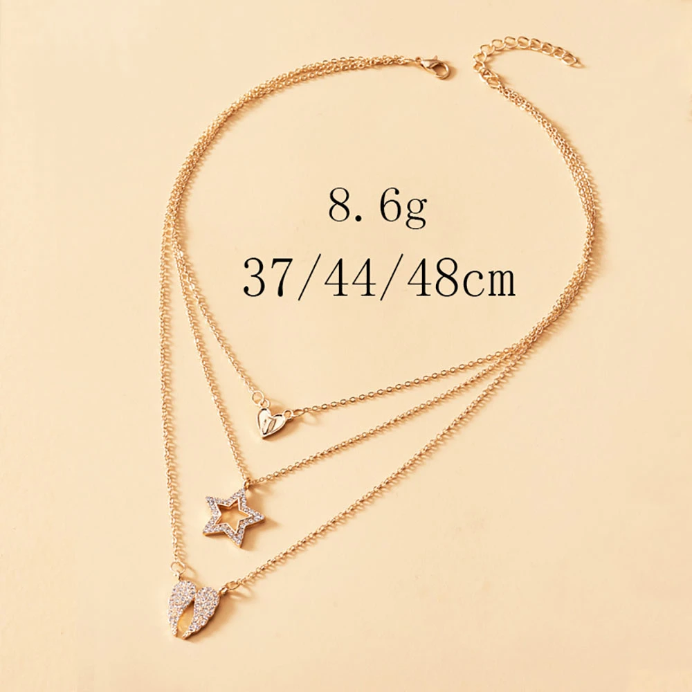 Модное Многоуровневое ожерелье с кулоном в виде крыльев Ангела из кристаллов