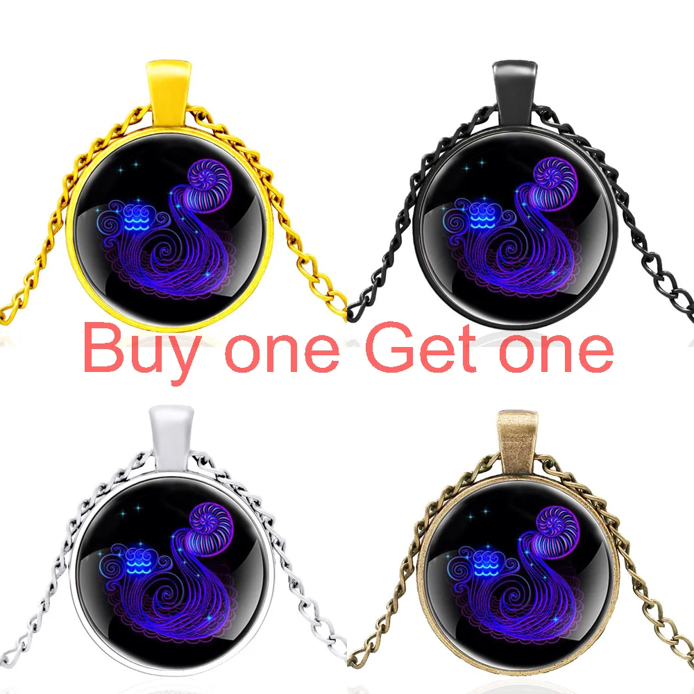 2021 Новое поступление дизайн 12 созвездий Водолей стеклянный кулон ожерелье для