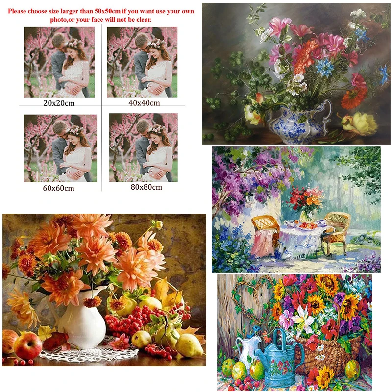 

5D Diy Diamond Painting Flowers Vase Fruit Plate Square Diamond Round Diamond Full Diamond Custom Cross Stitc Mosaic Home Decora