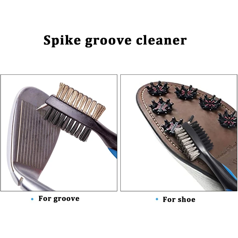 

4 pieces of golf club brush groove cleaning brush, golf club brush retractable zipper line and aluminum carabiner tool