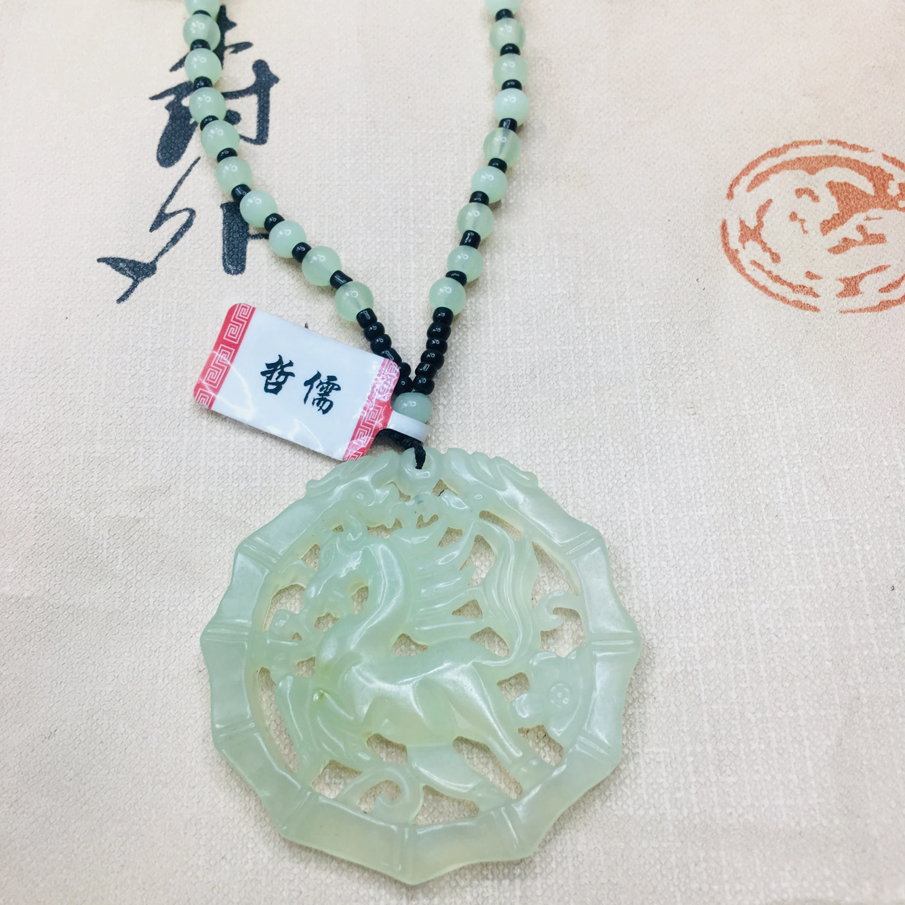 Zheru натуральная яркая зеленая подвеска в виде лошади с ожерельем Yuzhu цепочка для