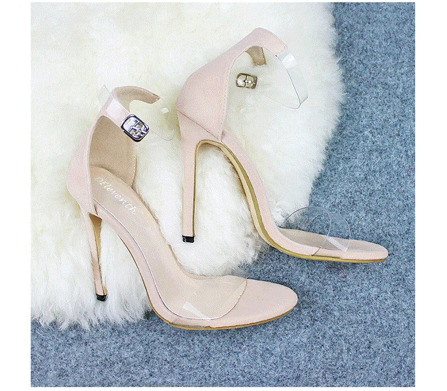 

Brand Women Sandals Summer Shoes High Heels Leather Peep Toes Buckle Strap Woman Party Shoes Black Sandalia Mujer New Arrival