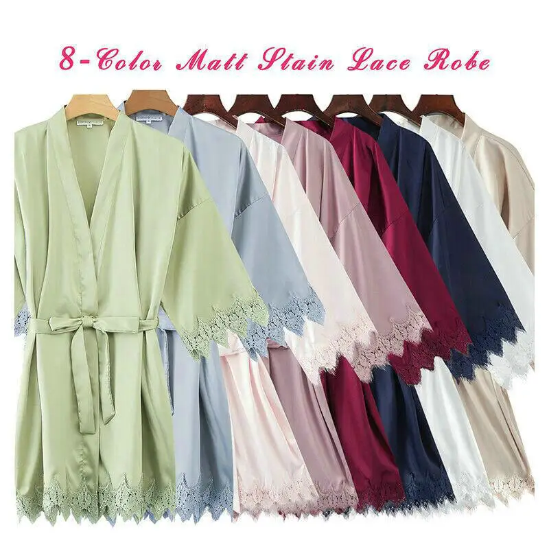 Bride Bridesmaid Robes Satin Silk Robe & Slippers Wedding Robe Dressing Women Robes Party Gifts Gown Bathrobe Rose Gold Print