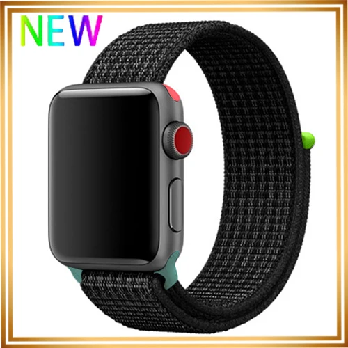 Нейлоновый ремешок для apple watch 5 4 полосным 44 мм/40 мм в едином положении во время занятий легкой атлетикой, apple watch 42mm 38 мм и нержавеющая сталь металлический корпус наручных часов iwatch серии 5/4/3/2 разноцветный коннектор ремешок для часов - Цвет ремешка: Black white 5 hit