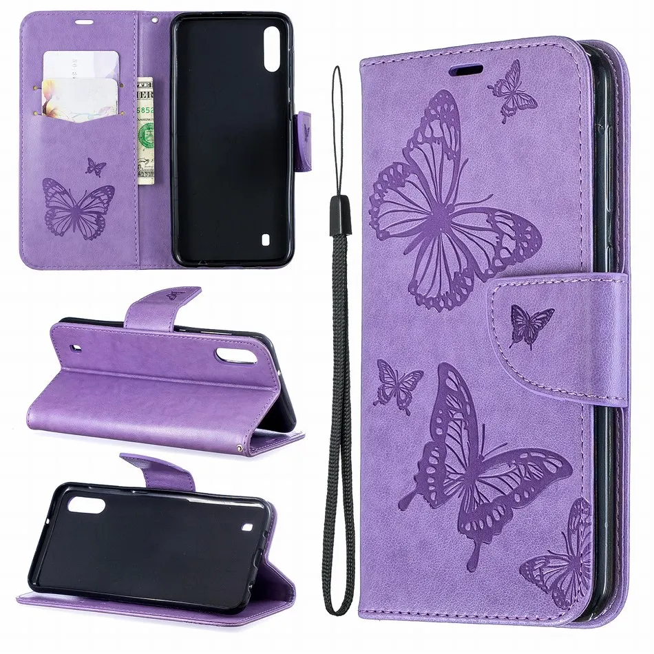 Фиолетовый чехол для телефона с бабочками Samsung Galaxy A10 A20 A30 A40 A50 A70 A6 A7 2018 J4 Plus J6 Prime